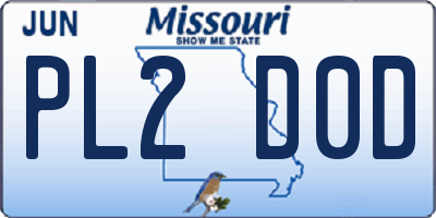 MO license plate PL2D0D