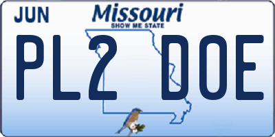 MO license plate PL2D0E