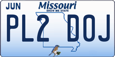 MO license plate PL2D0J