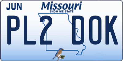 MO license plate PL2D0K