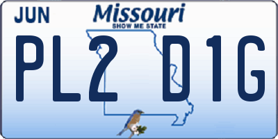MO license plate PL2D1G