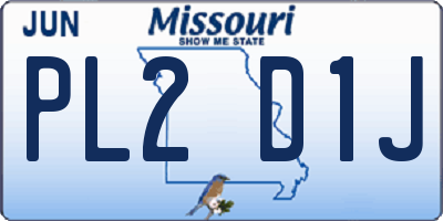 MO license plate PL2D1J