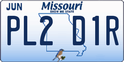 MO license plate PL2D1R