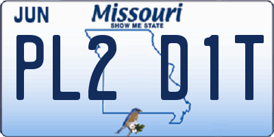MO license plate PL2D1T