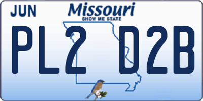 MO license plate PL2D2B