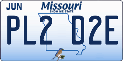 MO license plate PL2D2E