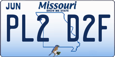 MO license plate PL2D2F