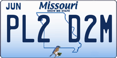MO license plate PL2D2M