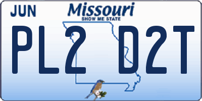 MO license plate PL2D2T