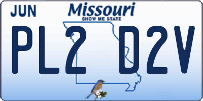 MO license plate PL2D2V