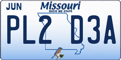 MO license plate PL2D3A