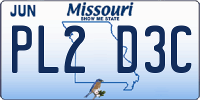 MO license plate PL2D3C