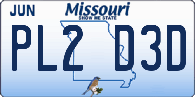 MO license plate PL2D3D
