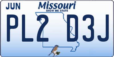 MO license plate PL2D3J