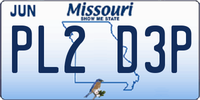 MO license plate PL2D3P