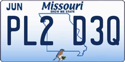MO license plate PL2D3Q
