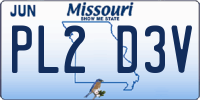 MO license plate PL2D3V