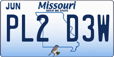 MO license plate PL2D3W