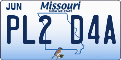 MO license plate PL2D4A