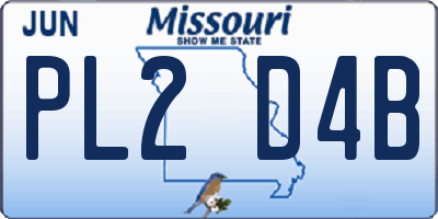 MO license plate PL2D4B
