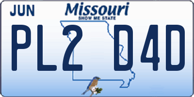 MO license plate PL2D4D