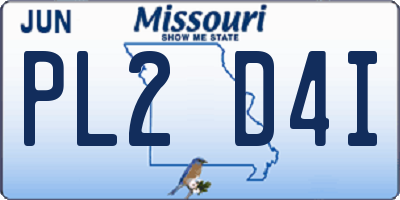 MO license plate PL2D4I