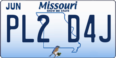 MO license plate PL2D4J