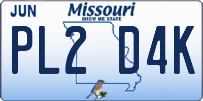MO license plate PL2D4K