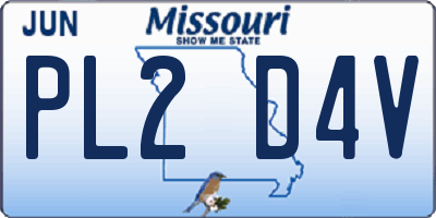 MO license plate PL2D4V