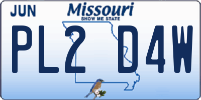 MO license plate PL2D4W