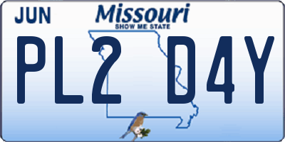MO license plate PL2D4Y