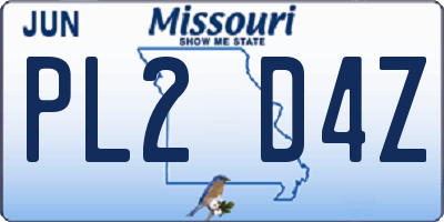 MO license plate PL2D4Z