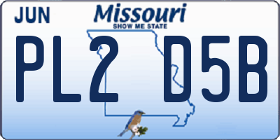 MO license plate PL2D5B