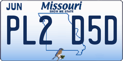 MO license plate PL2D5D