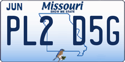 MO license plate PL2D5G