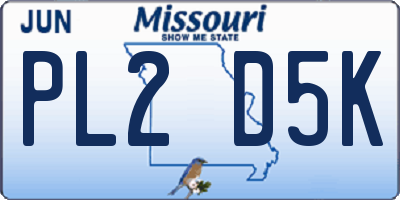 MO license plate PL2D5K