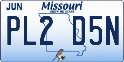 MO license plate PL2D5N