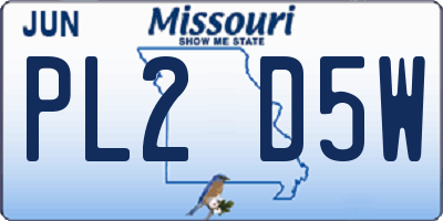 MO license plate PL2D5W