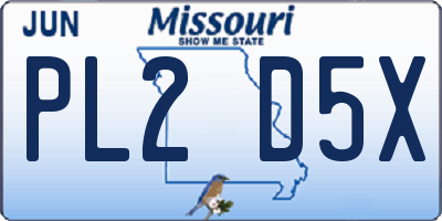 MO license plate PL2D5X