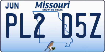MO license plate PL2D5Z