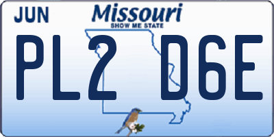 MO license plate PL2D6E