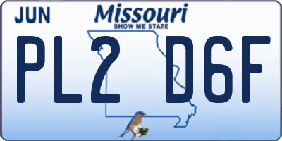 MO license plate PL2D6F