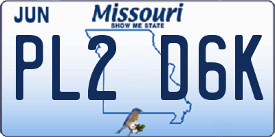 MO license plate PL2D6K