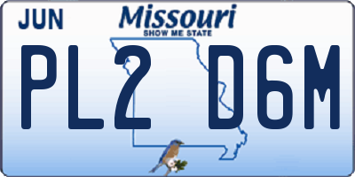 MO license plate PL2D6M