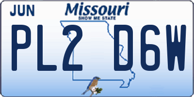 MO license plate PL2D6W