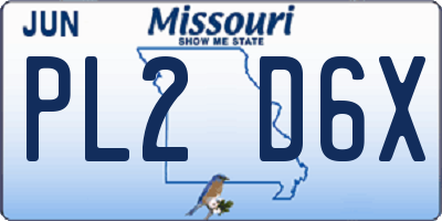 MO license plate PL2D6X