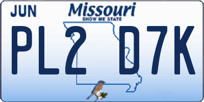 MO license plate PL2D7K