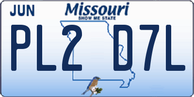 MO license plate PL2D7L