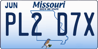 MO license plate PL2D7X