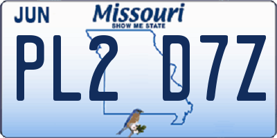 MO license plate PL2D7Z